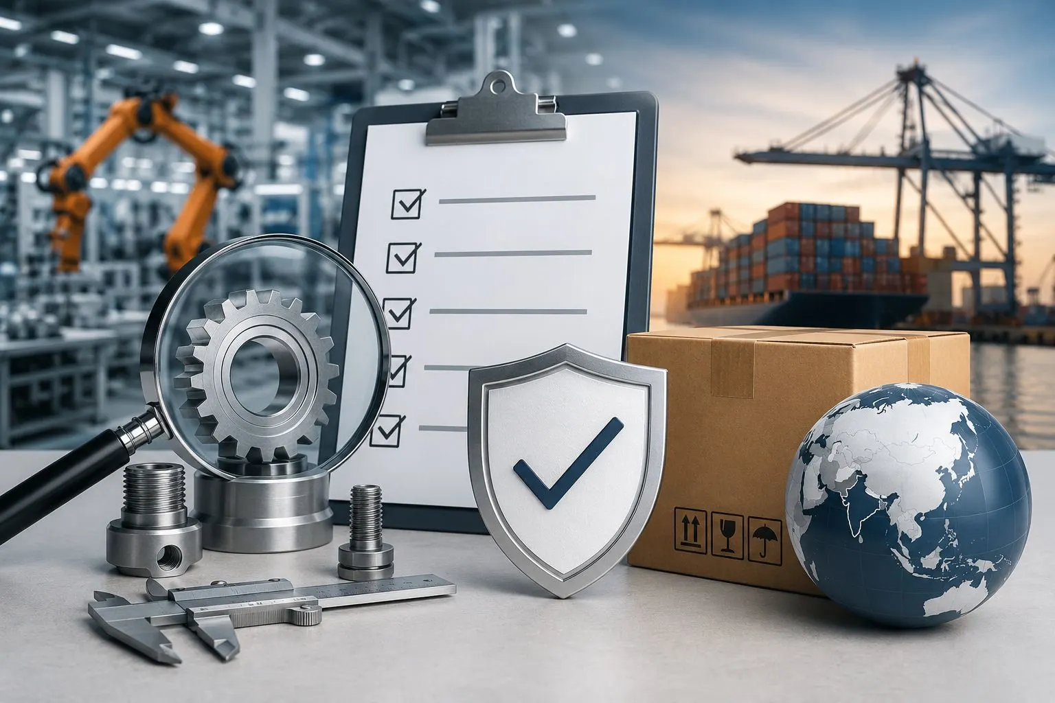 Industrial quality control and manufacturing compliance concept.