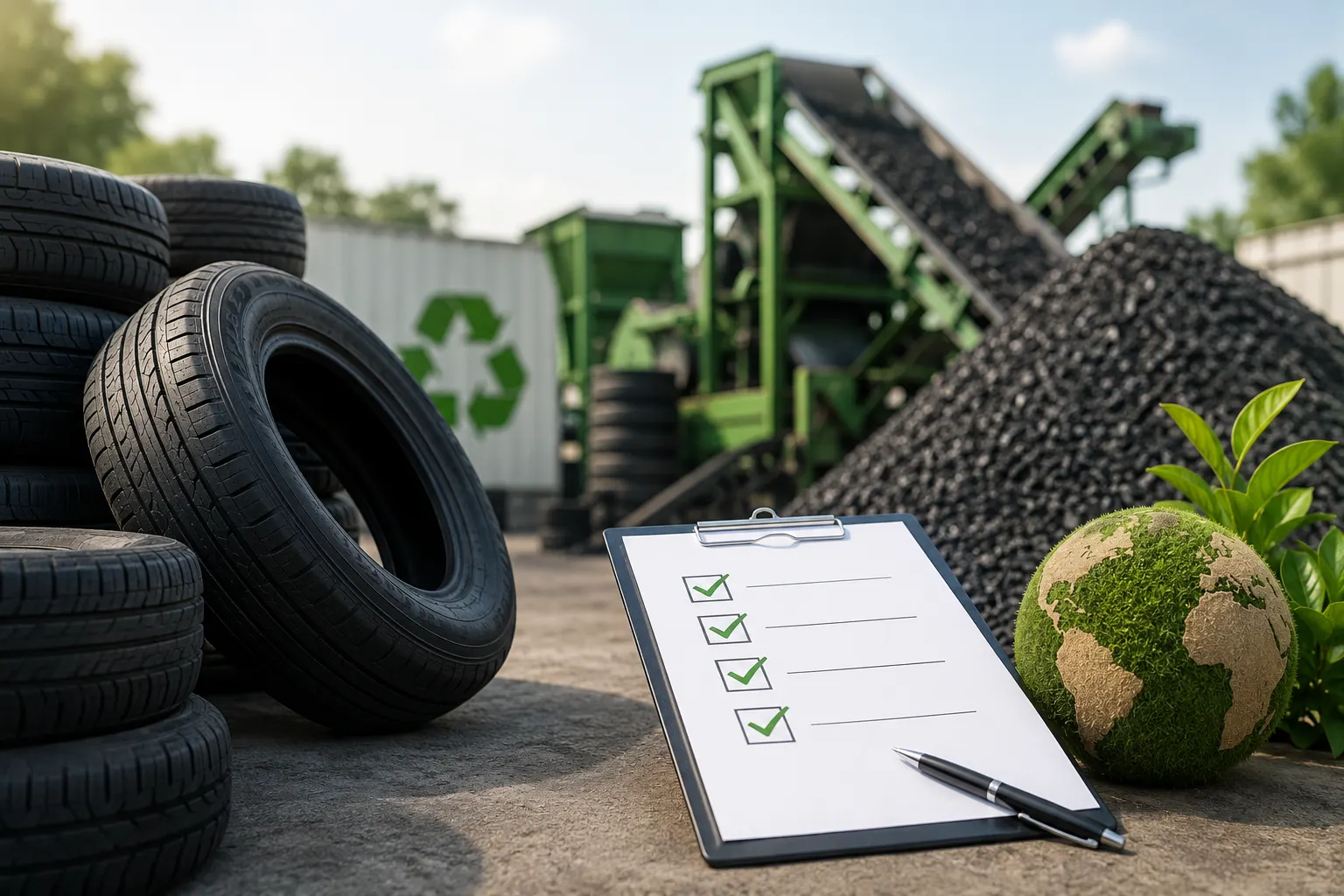 Tyre waste recycling and EPR compliance concept in India.